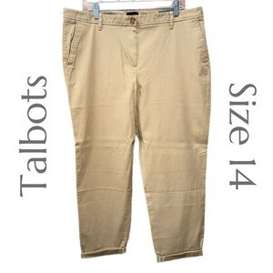 Talbots - Relaxed Chino Pants - Beige Khaki Ankle Length Casual - Size 15